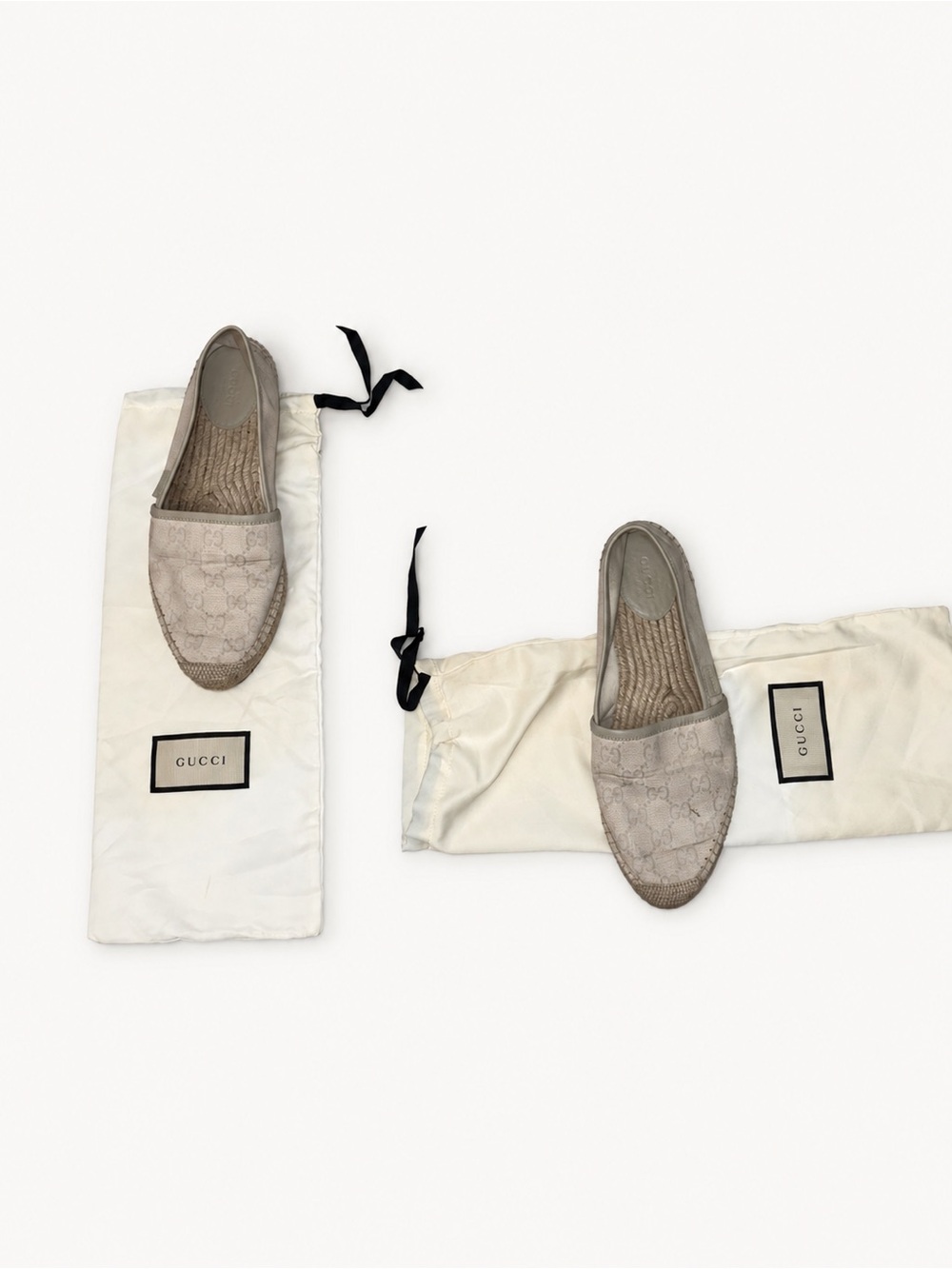Gucci Beige Monogram Canvas Slip-On Espadrilles